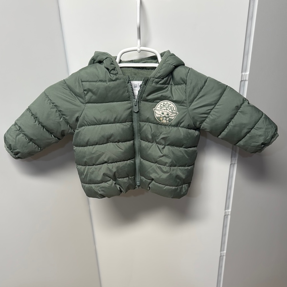 Baby GAP Star Wars Grogu Recycled Toddler Kids Green Puffer Jacket